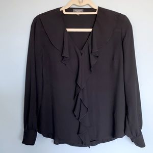 Limited Long Sleeve Ruffle Front Button Blouse - S